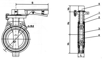 D71X(半襯)、D71J、D71H/Fs(全襯)襯夾襯膠蝶閥外形尺寸圖